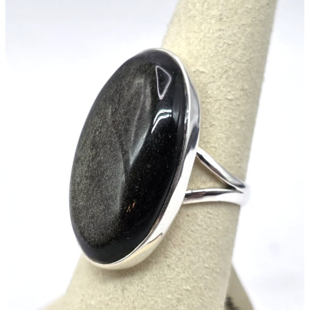 Genuine Hypersthene Ring Size 7 Sterling Silver 925 Oval Handmade Split ShankNWT